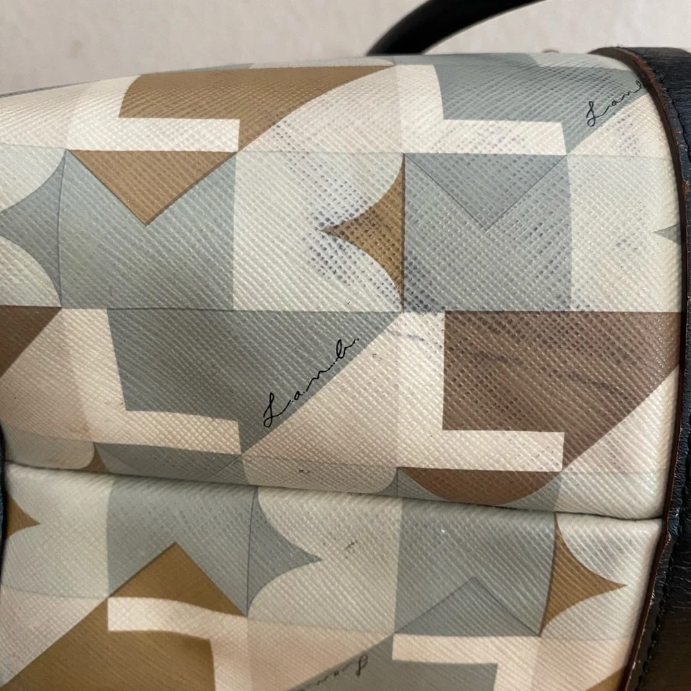 L.A.M.B Gwen Stefani Satchel Small Bag Leather,PVC,Geometric, Gold Hardware - Picture 14 of 16